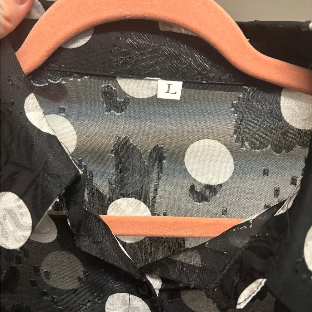 NWOT Black and White Polka Dot Dress/Blouse - Picture 6 of 8